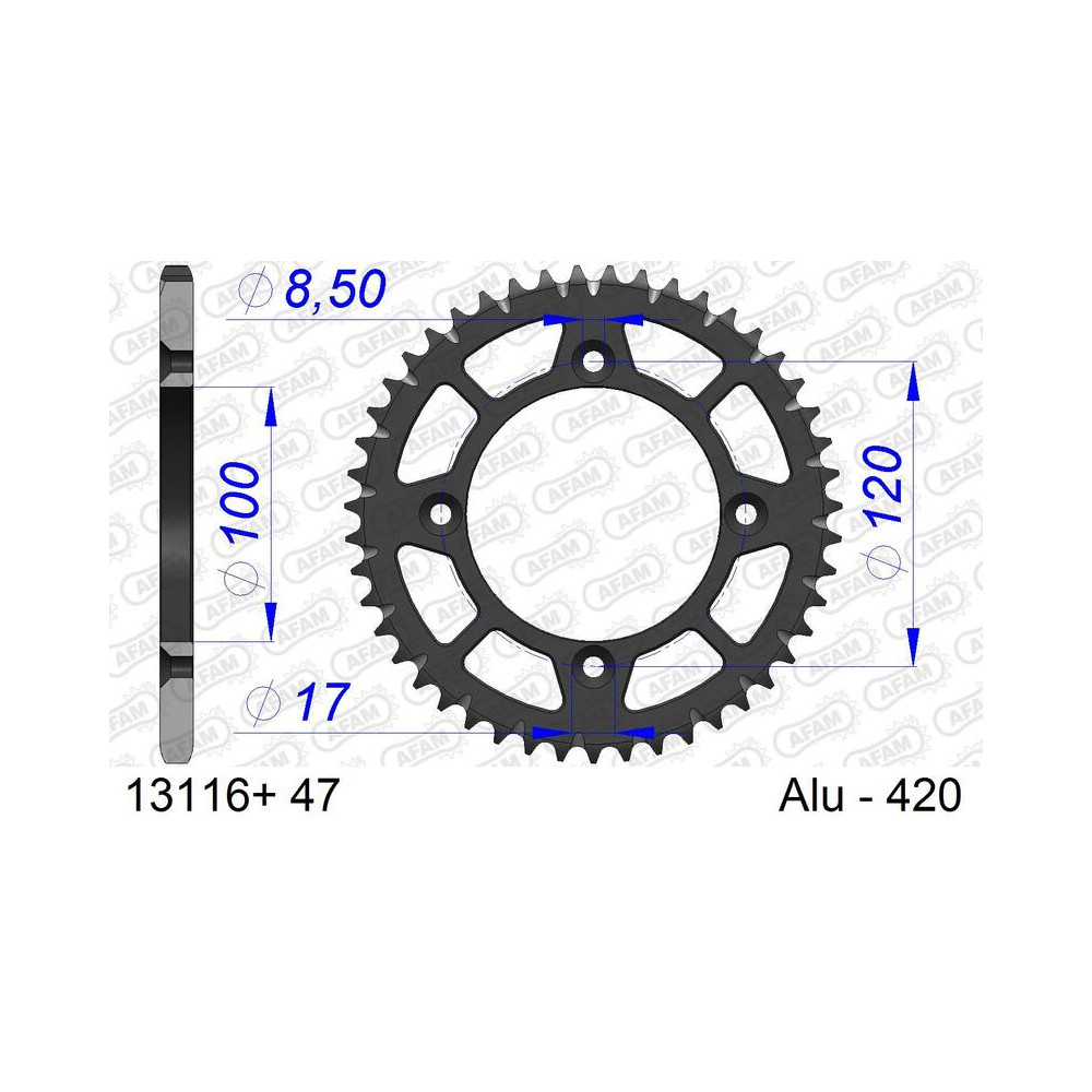 Couronne AFAM aluminium Ultra-Light anodisé dur 13116 - 420