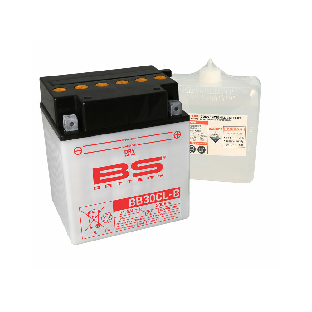 Batterie BS BATTERY Haute-performance avec pack acide - BB30CL-B
