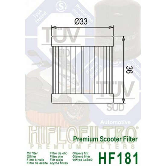 Filtre à huile HIFLOFILTRO - HF182 Piaggio