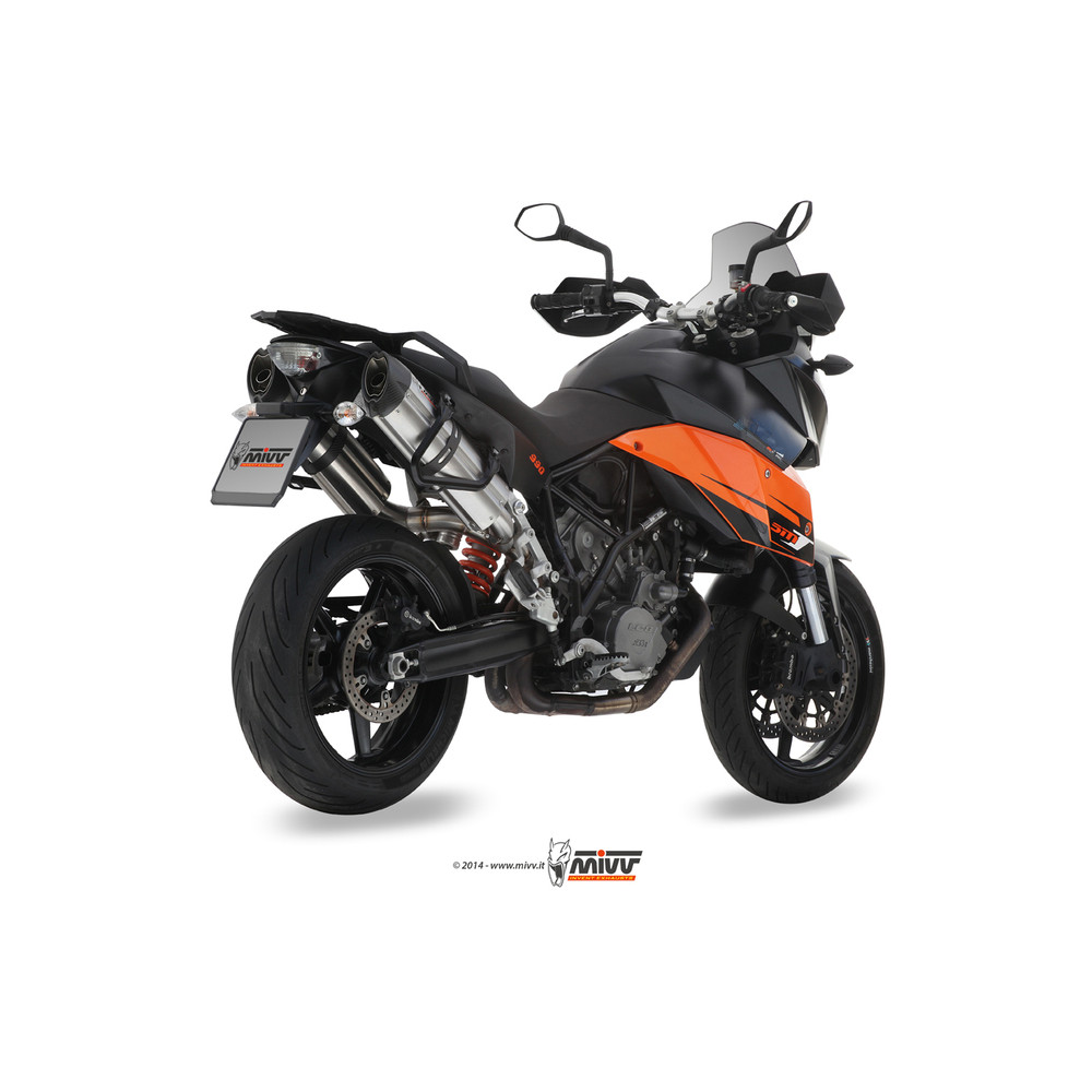 Silencieux double MIVV Suono inox/casquette carbone KTM 990 SMT Supermoto